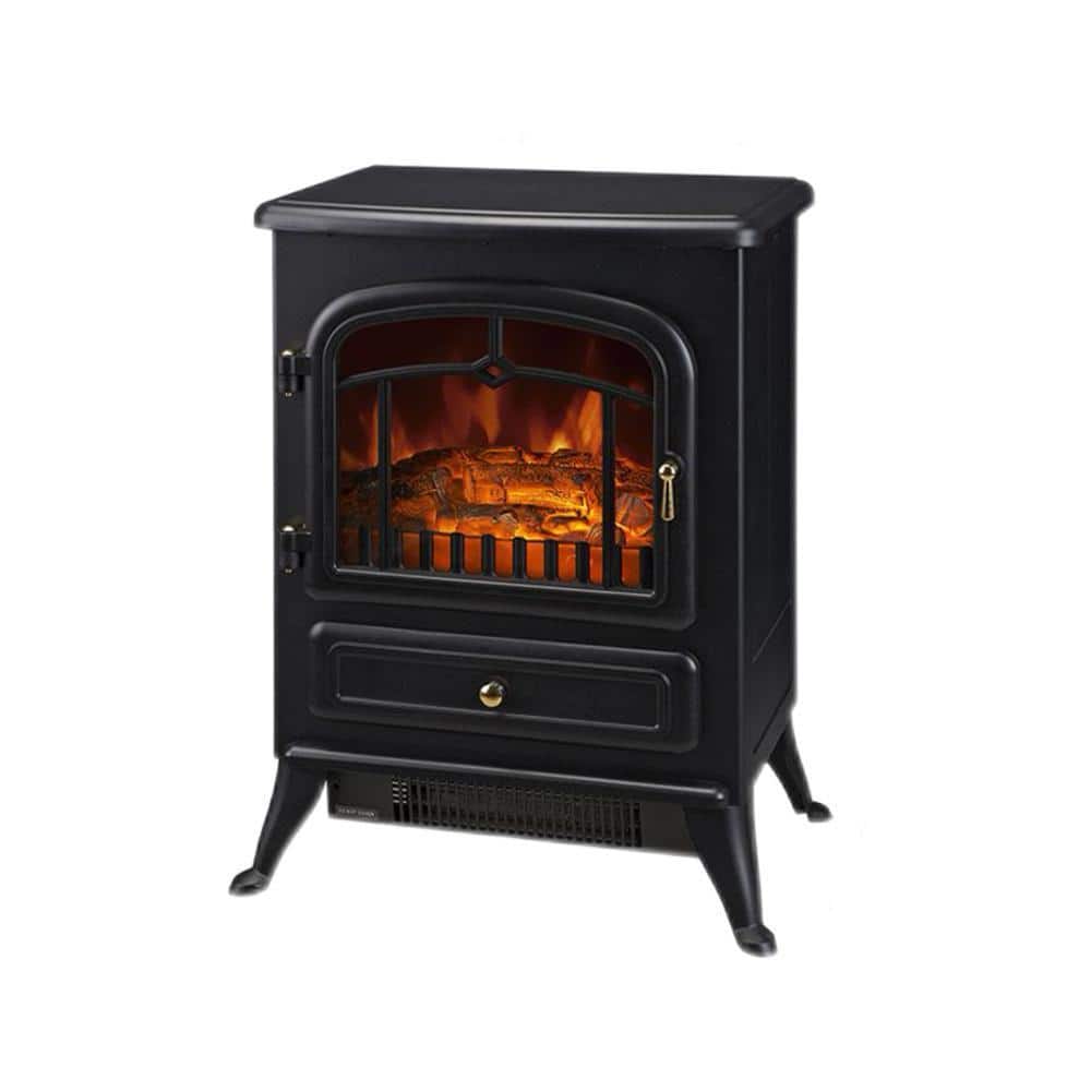 Unbranded 1450-Watt Black Electric Fireplace Heater Furnace with Realistic LED Flames and Logs (1)
