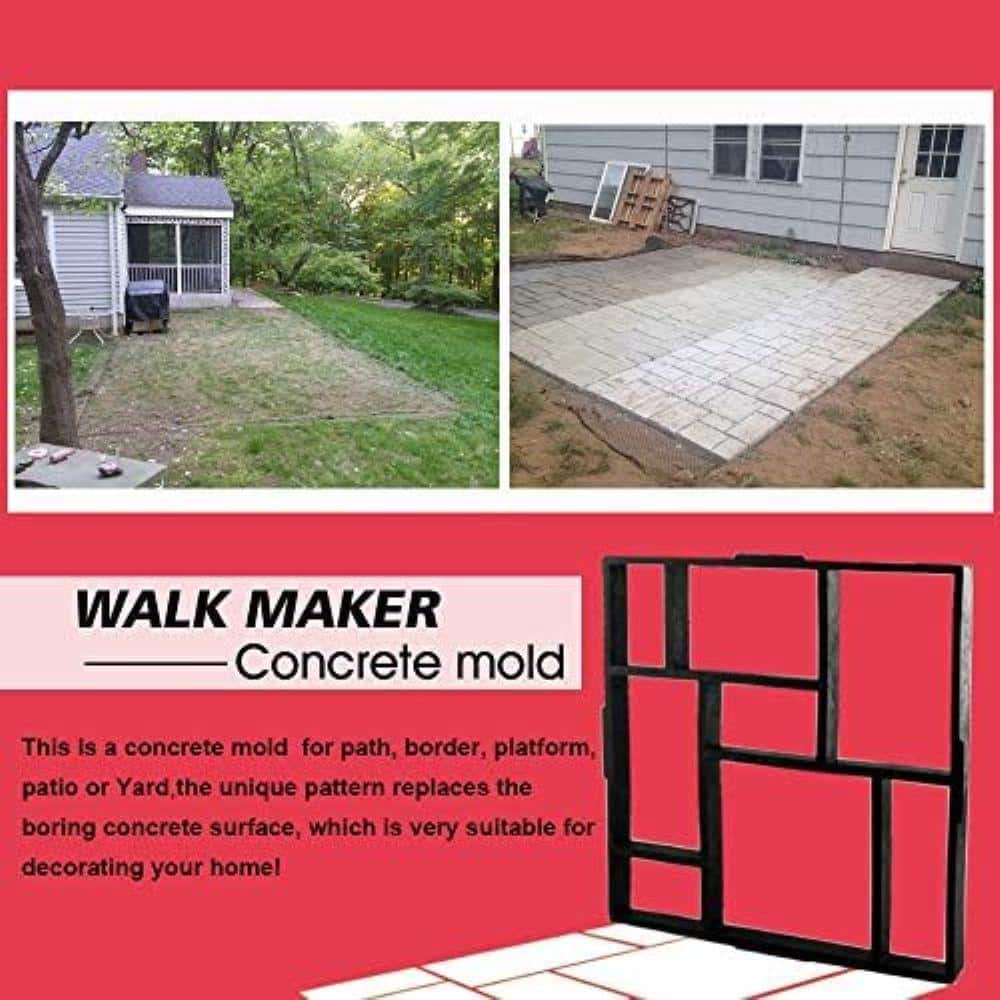KIWDZFU 20 x 20 x 1.8Plus Size Reusable Concrete Path Maker Mold Stepping Stone Paver Lawn Patio Garden DIY Walkway Mould 8-Grid (3)