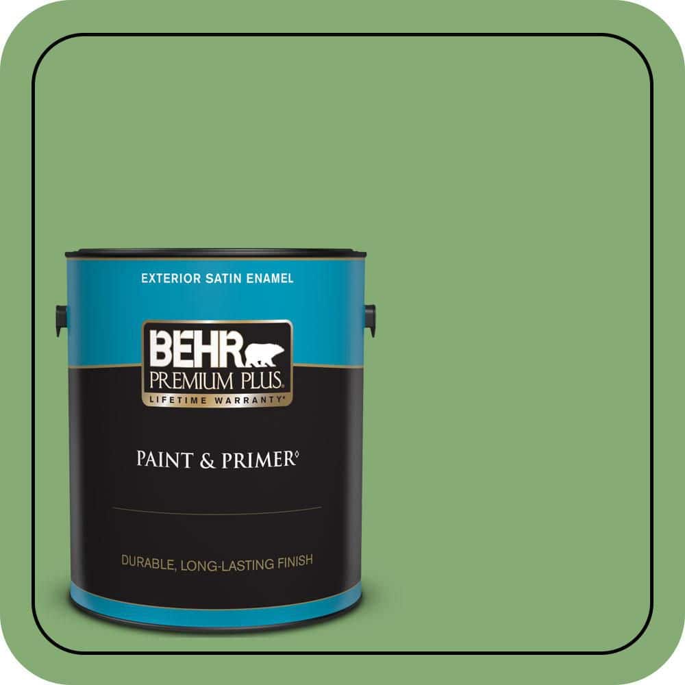BEHR PREMIUM PLUS 1 gal. #440D-5 Pesto Satin Enamel Exterior Paint & Primer