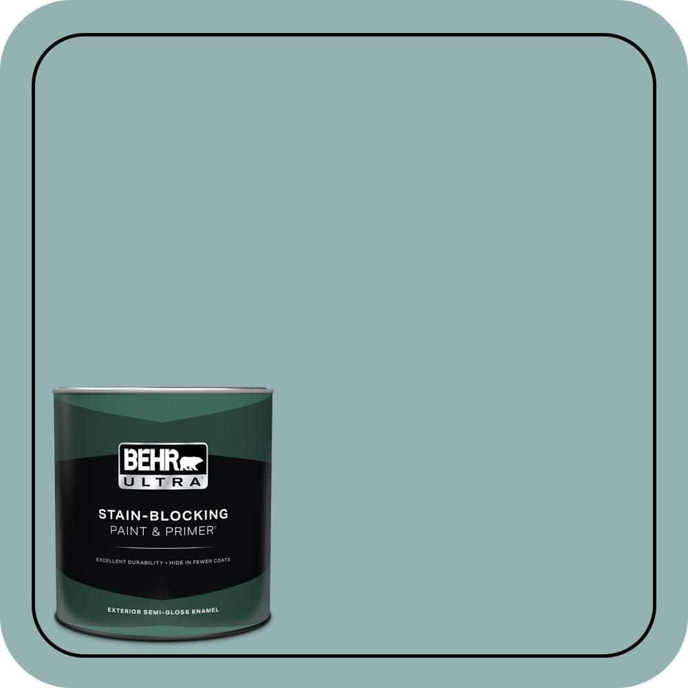 BEHR ULTRA 1 qt. #500F-5 Gulf Winds Semi-Gloss Enamel Exterior Paint & Primer