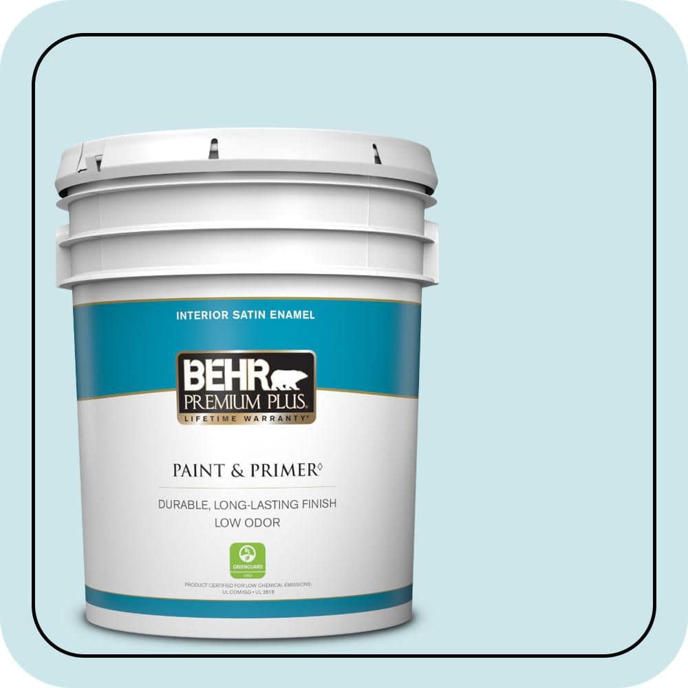 BEHR PREMIUM PLUS 5 gal. #530C-2 Clear Water Satin Enamel Low Odor Interior Paint & Primer