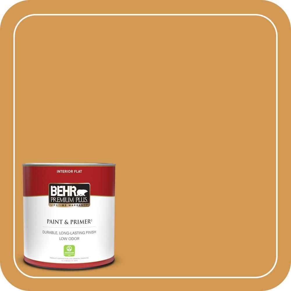 BEHR PREMIUM PLUS #PPU6-02 Saffron Strands Enamel Interior Stain-Blocking Paint and Primer (1)
