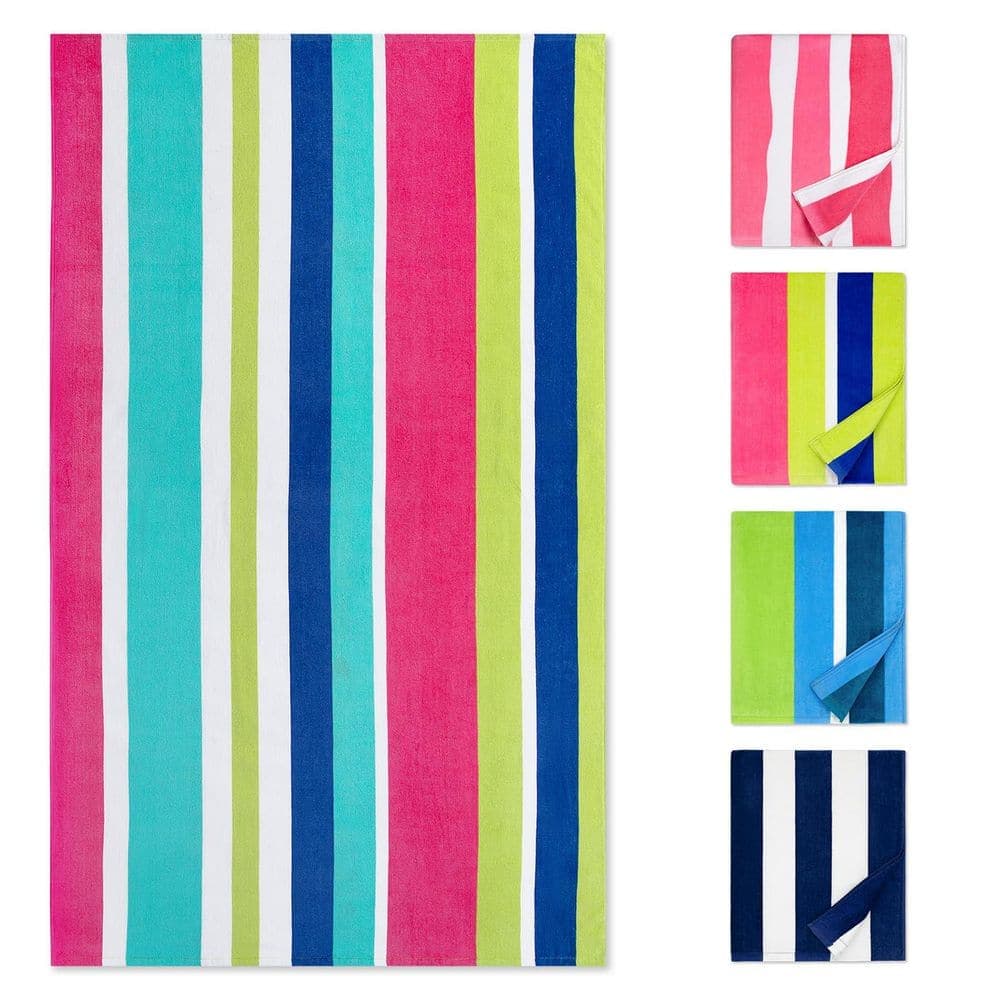 LAIFUCAM Rainbow Pink Beach Towel Cotton Velour Terry Bath Accessory Type Soft Absorbent No Fade No Lint 1 Piece (1)