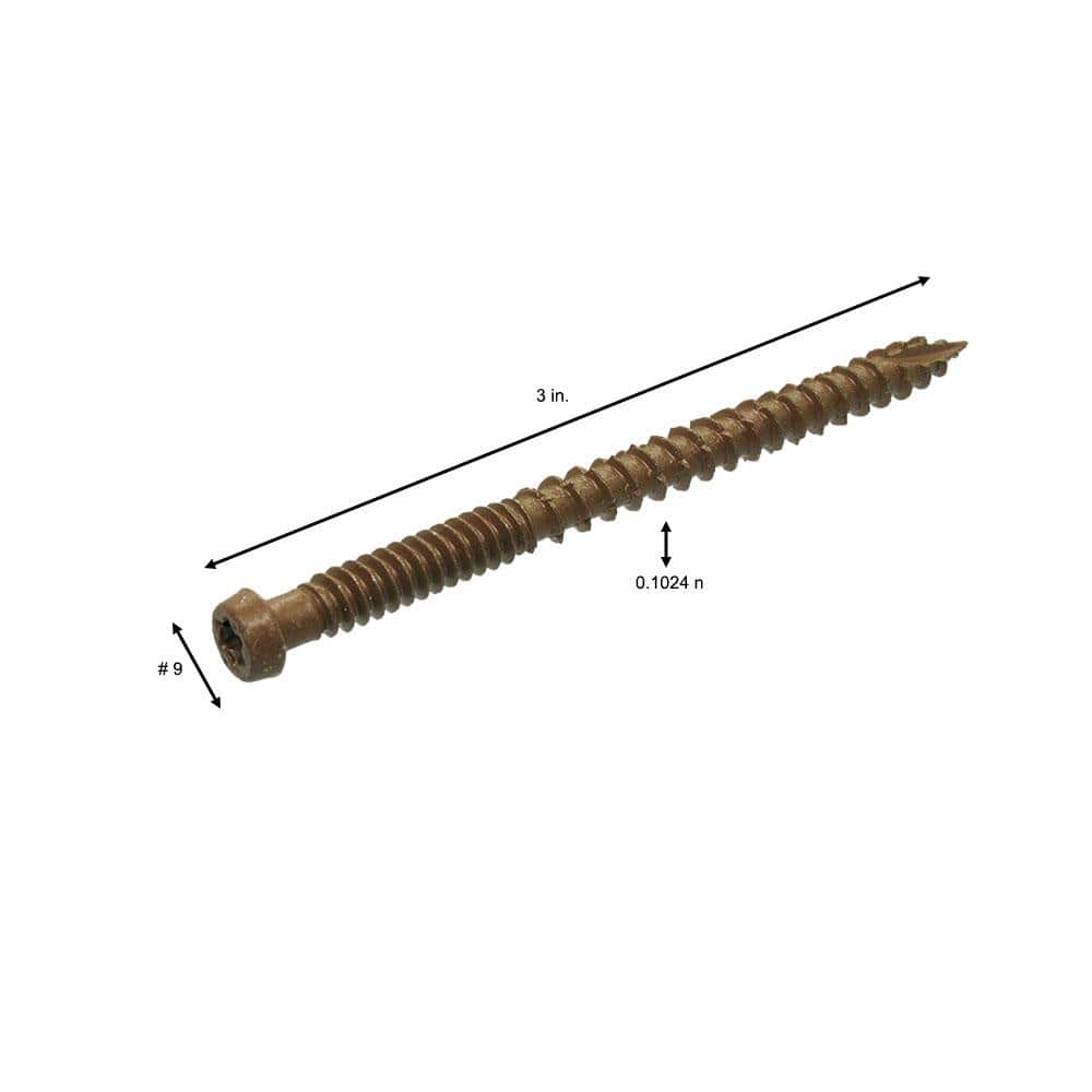 DECKMATE #9 x 3 in. Brown Self-Starting Torx Bugle-Head Composite Deck Screws (1 lb./65-Piece) (3)