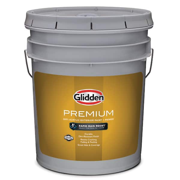 Glidden Premium 5 gal. Pure White Base 1 Satin Latex Exterior Paint (2)