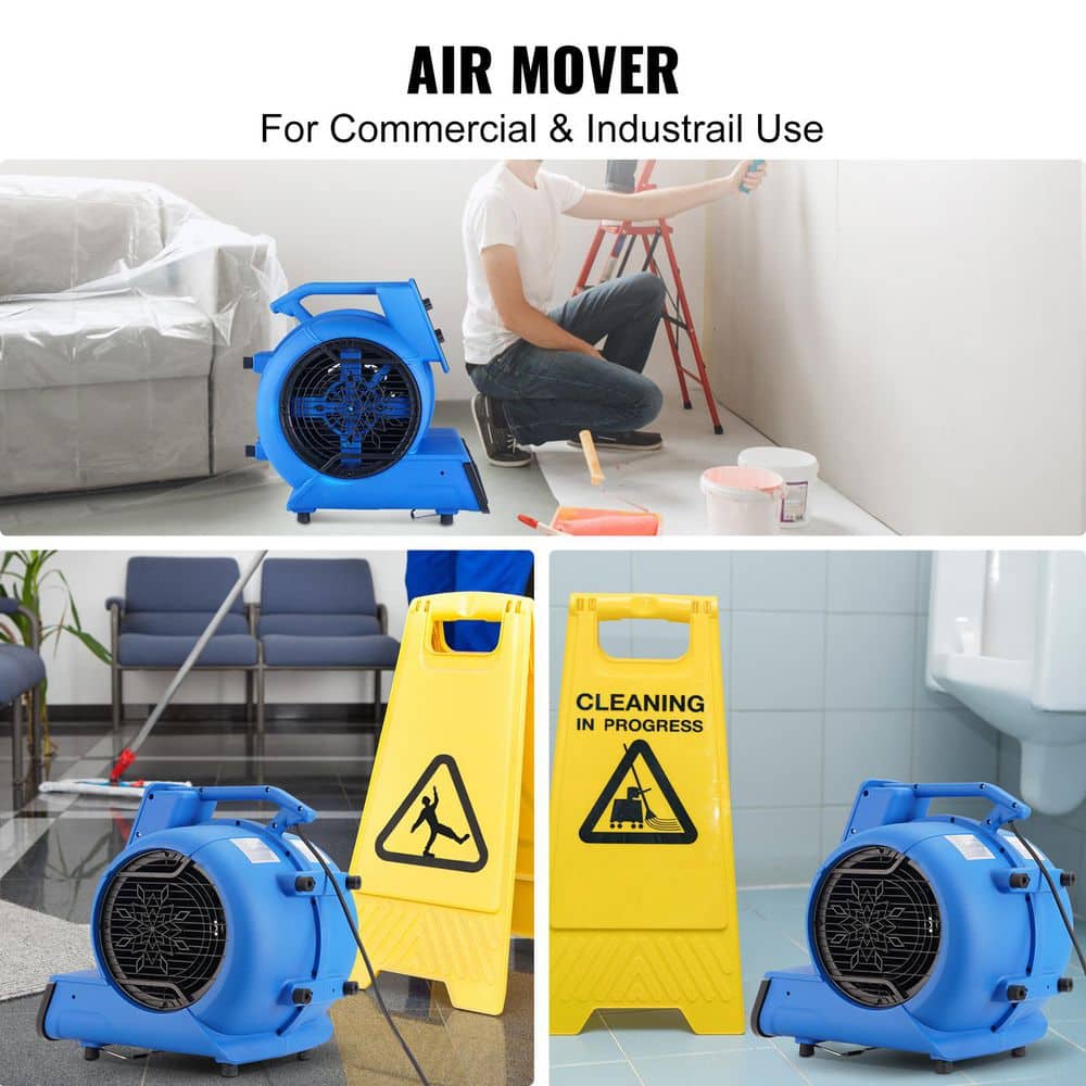 SKYSHALO Floor Blower 19.3 in. 3 Speeds Blower Fan in Blue with 1/2 HP 2600 CFM Air Mover for Drying and Cooling Carpet Dryer Fan (2)