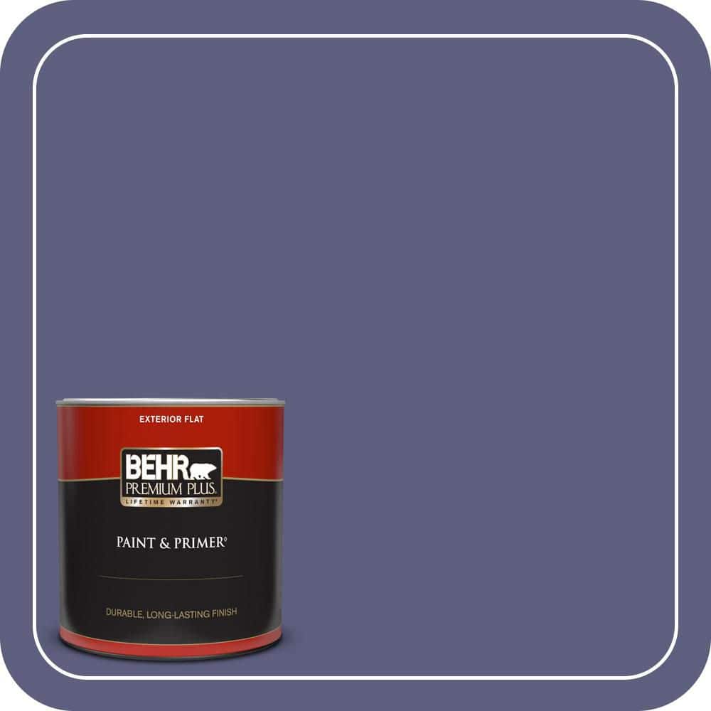 BEHR PREMIUM PLUS 1 qt. #M550-7 Strong Iris Flat Exterior Paint & Primer