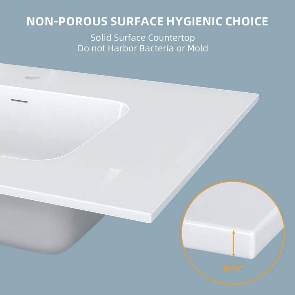 Zeafive 36 in. W 22 in. D Solid Surface Rectangular Single Integrated Sink Bath Vanity Top (3)
