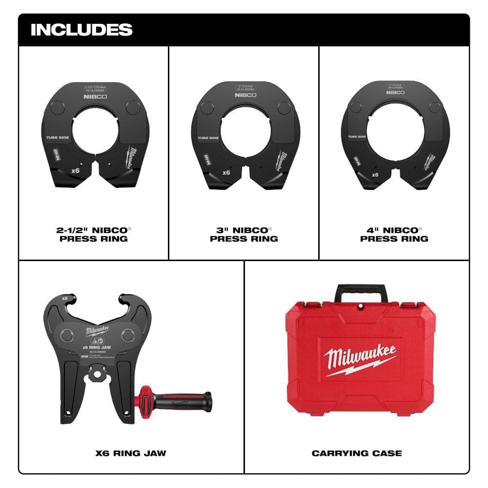 Milwaukee 2-1/2 in. - 4 in. NIBCO CTS Copper Press Ring Kit for M18 FORCE LOGIC Long Throw Press Tools (2)