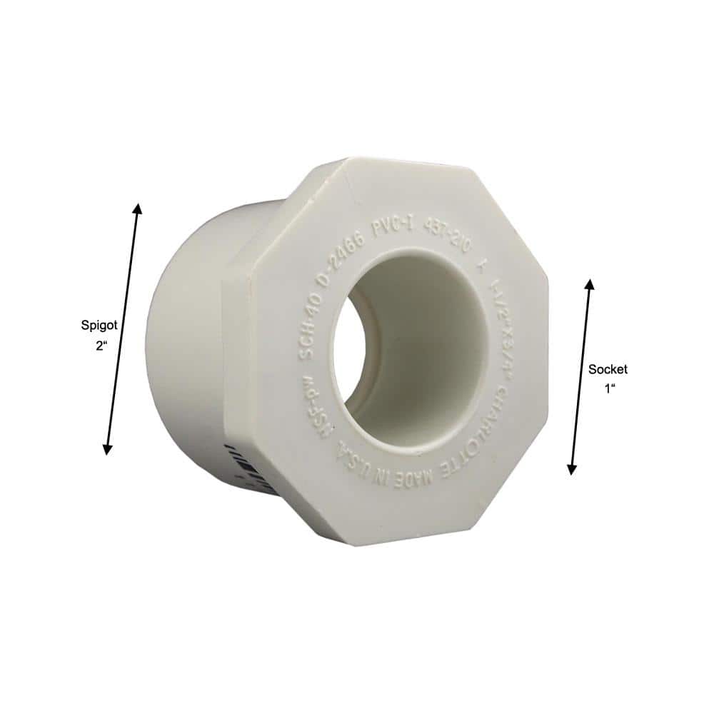 Charlotte Pipe 2 in. x 1 in. PVC Schedule 40 Spigot x S Reducer Bushing (4)
