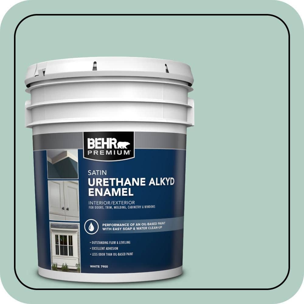 BEHR PREMIUM 5 gal. #M430-3 Wintergreen Dream Urethane Alkyd Satin Enamel Interior/Exterior Paint