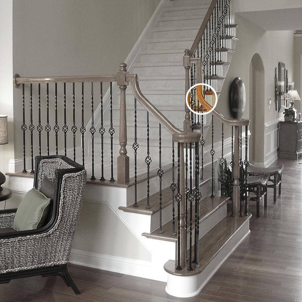 EVERMARK Stair Parts 7512 Unfinished White Oak 60° Up Easing Handrail Fitting (2)