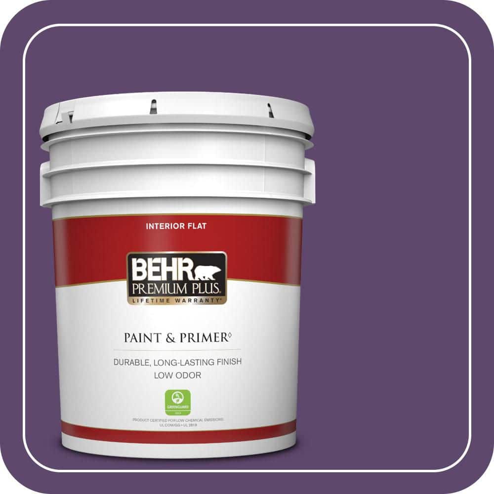 BEHR PREMIUM PLUS 5 gal. #S-G-660 Wild Grapes Flat Low Odor Interior Paint & Primer