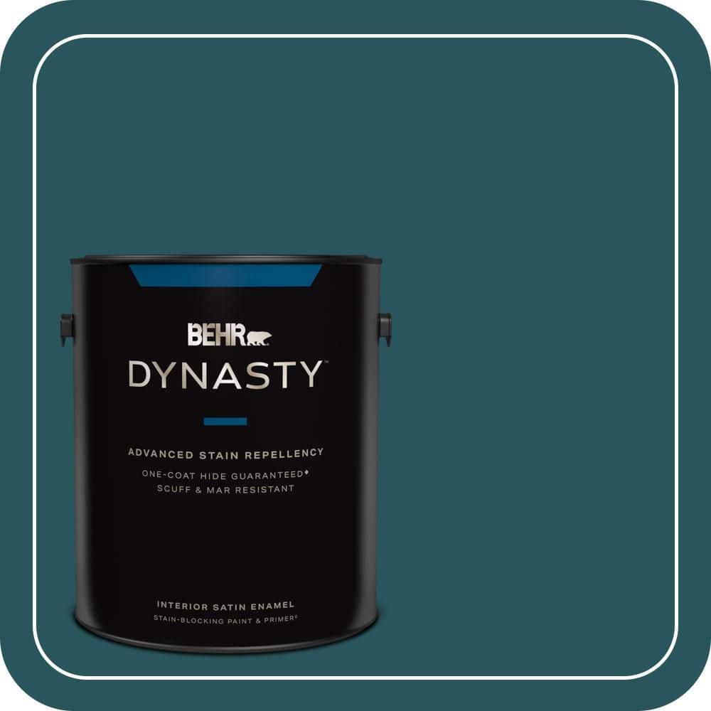 BEHR DYNASTY 1 gal. #MQ6-01 Ocean Abyss One-Coat Hide Satin Enamel Interior Stain-Blocking Paint & Primer