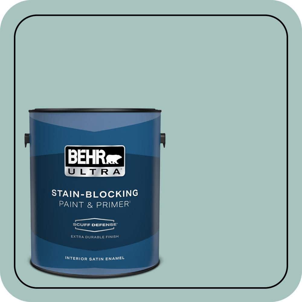 BEHR ULTRA 1 gal. #T17-08 Polished Aqua Extra Durable Satin Enamel Interior Paint & Primer