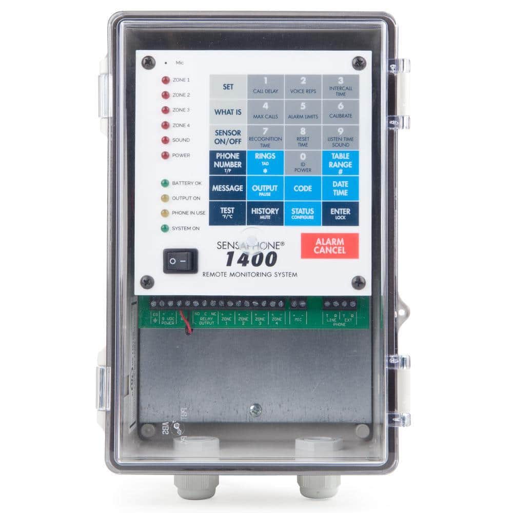 Sensaphone 1400 Series 4 Channel Remote Monitoring System with Clear Door