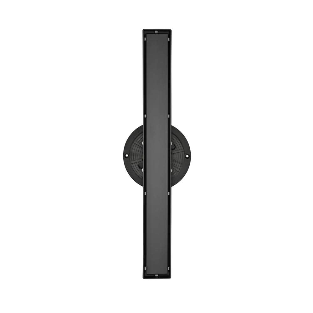 cadeninc 12 in. Stainless Steel Linear Shower Drain with Square Pattern Drain Cover in Matte Black (2)