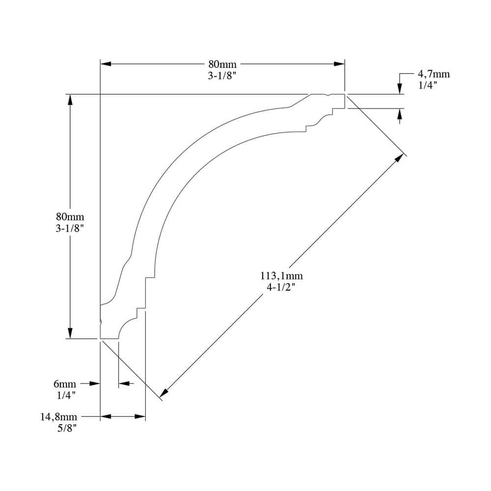 ORAC DECOR 3-1/8 in. x 3-1/8 in. x 78-3/4 in. Primed White Plain Polystyrene Crown Moulding (4-Pack) (2)