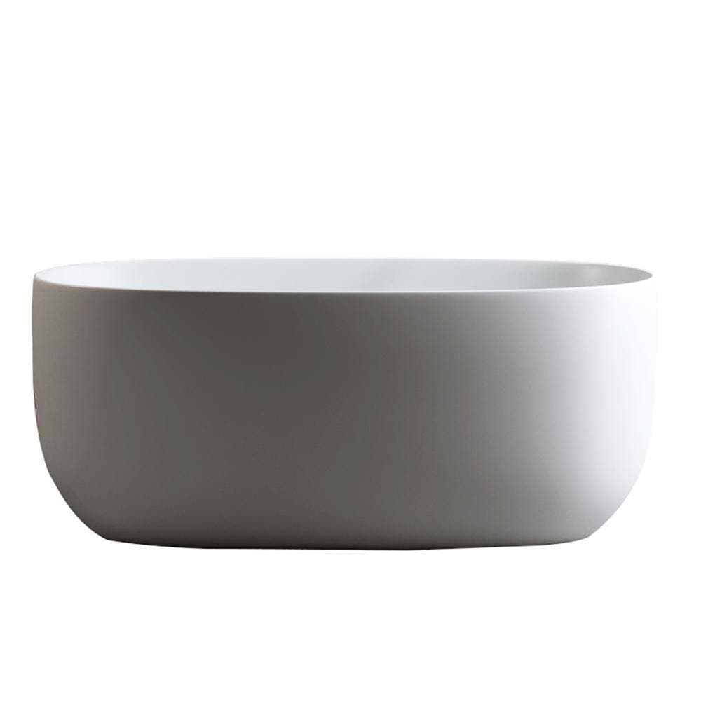 Cuschoice 47 Inch Solid Surface Freestanding Bathtub, Stone Resin Soaking Tub,Ergonomic Design, Pop-Up Drain & Overflow Included (2)