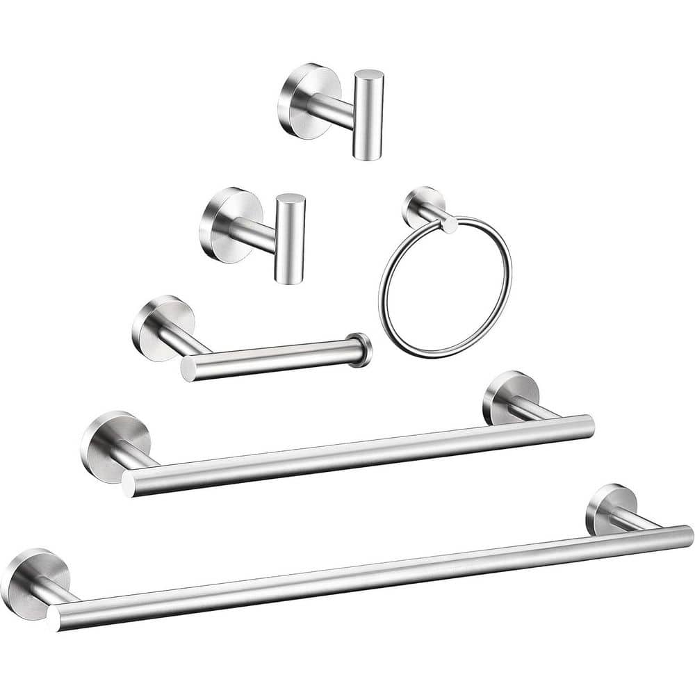 Adrinfly 6-Pce Bathroom Hardware Set with Hand Towel Ring, Towel Bar, Toilet Paper Holder, Towel Hooks in Brushed Nickel Finish (1)
