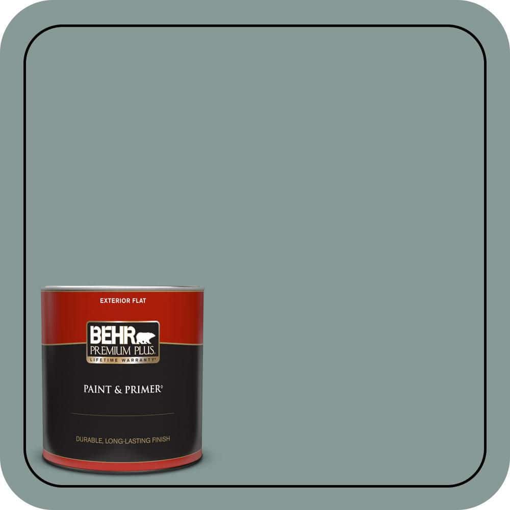 BEHR PREMIUM PLUS 1 qt. #N430-4 Rainy Afternoon Flat Exterior Paint & Primer