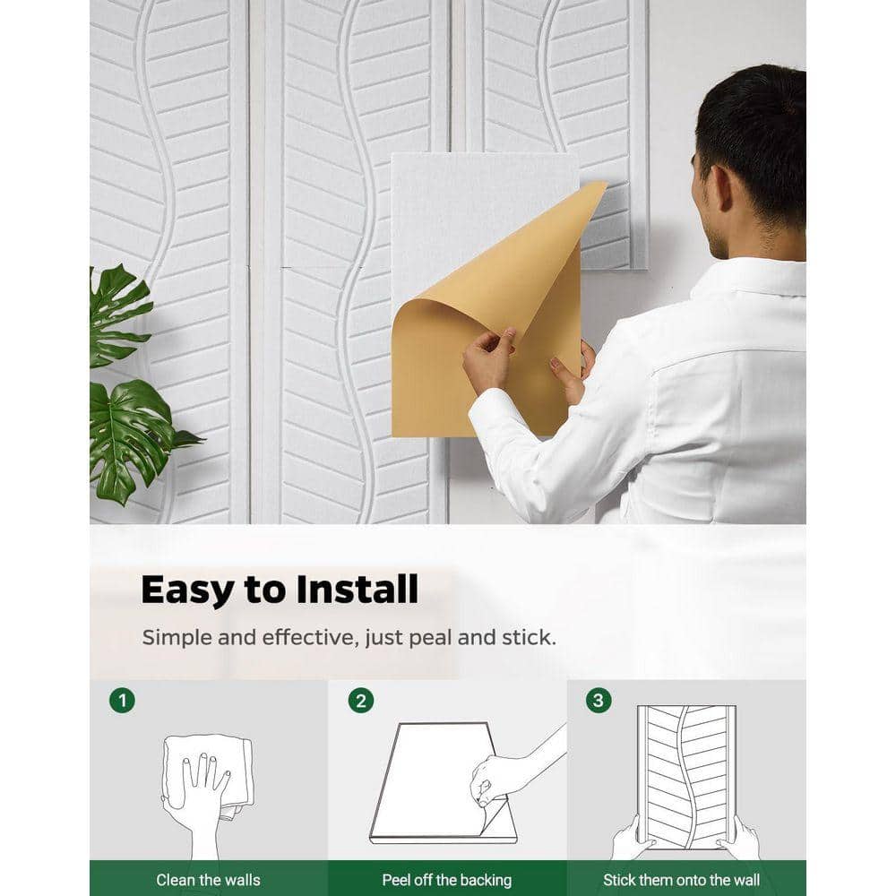 KIWDZFU 6-Pack Self-Adhesive Soundproof Wall Panels, 0.4"x12"x17" High Density Acoustic Panels for Studio, Office, White Foam (2)