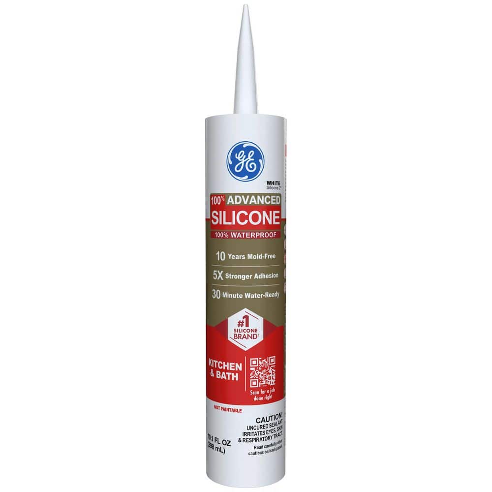 GE Advanced Silicone 2 Caulk 10.1 oz Kitchen and Bath Sealant White (2)