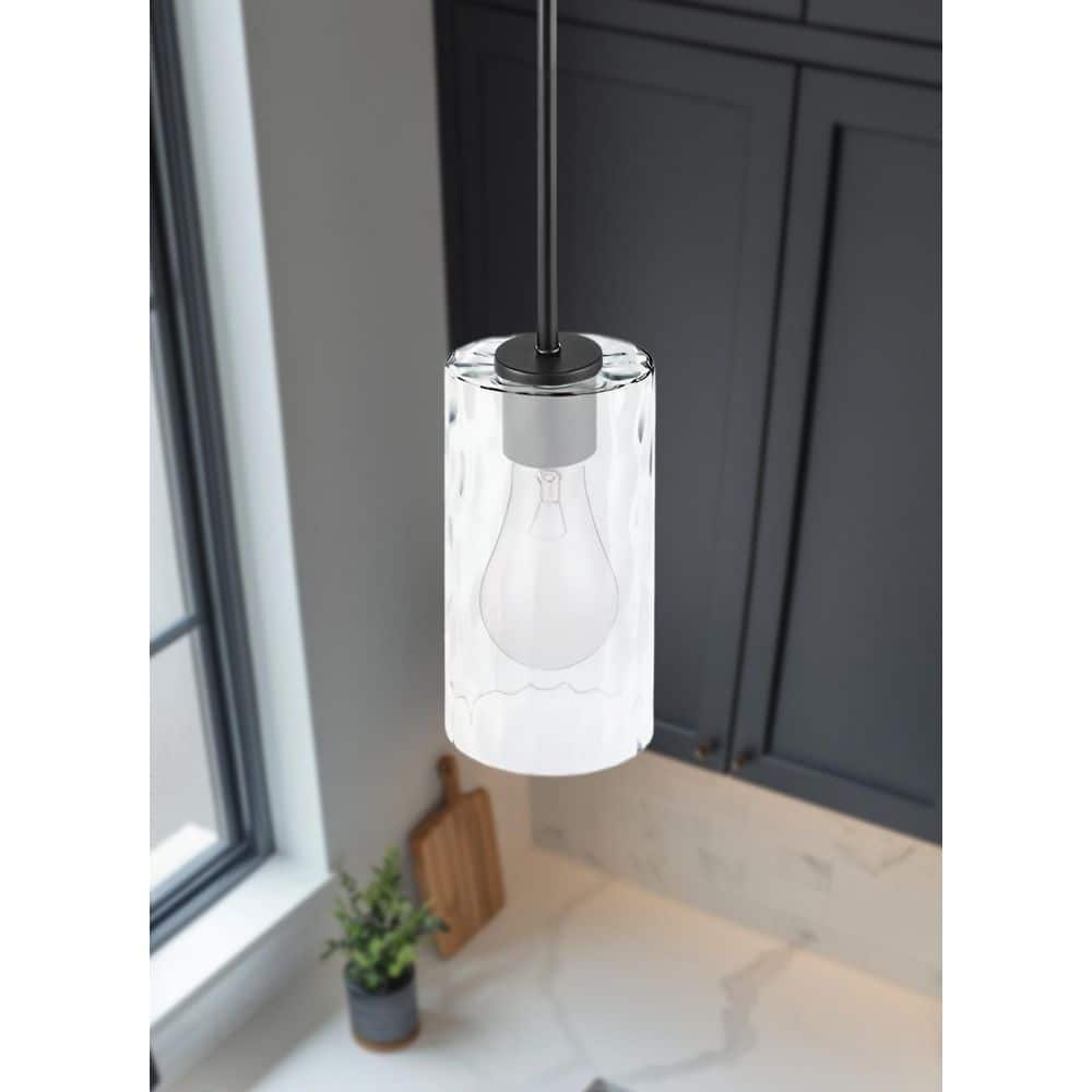 PRIVATE BRAND UNBRANDED 7.5 in. Clear Water Glass Cylinder Shaped Replacement Pendant Shade with 2.25 in. Lip Fitter (3)