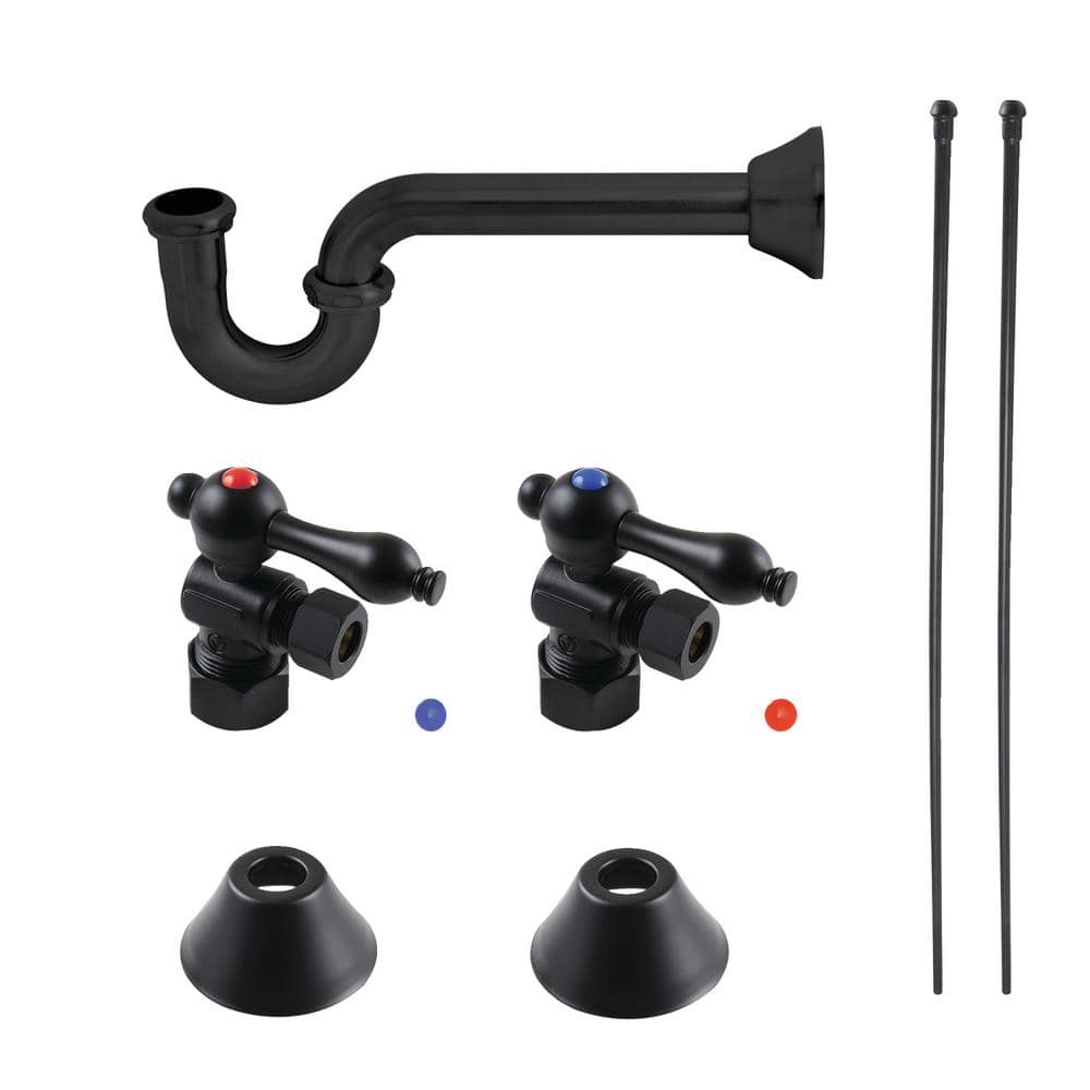 Kingston Brass Traditional 1-1/4 in. Brass Plumbing Sink Trim Kit with P- Trap in Matte Black