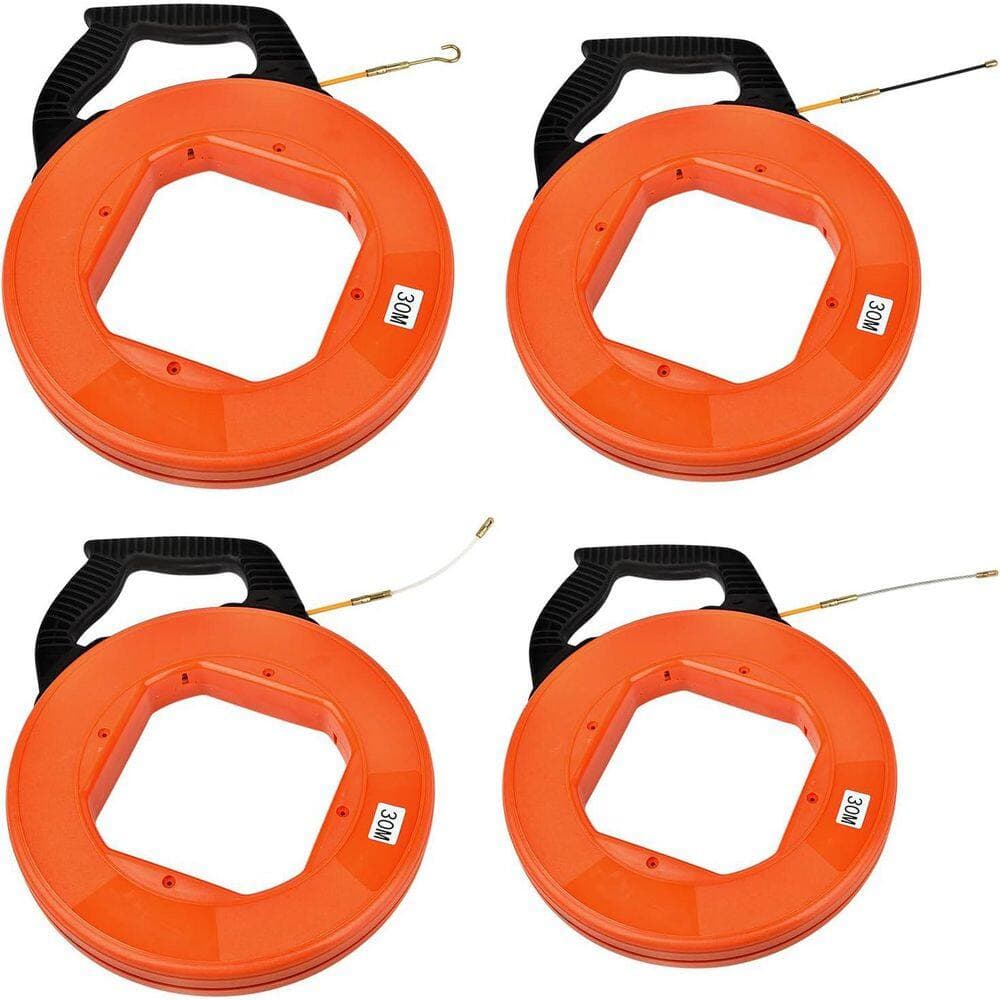 YICHUHAOXI 100 ft. Fiberglass Electrical Fish Tape with 6 Adapters Max Tensile Strength 90KG Wire Pulling Tool 4mm Diameter (2)