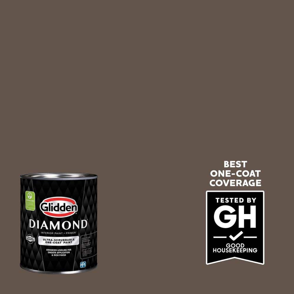 Glidden Diamond 1 qt. PPG1076-7 Ground Coffee Semi-Gloss Interior Paint with Primer