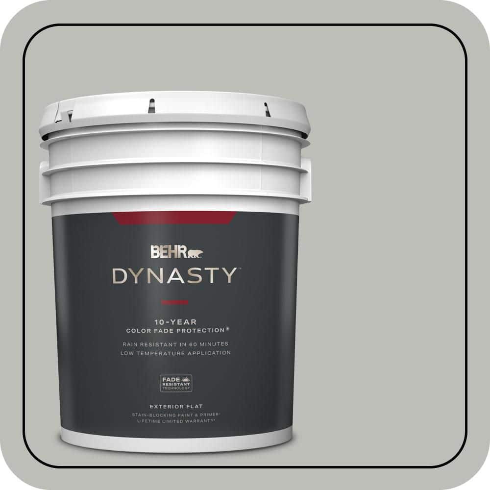 BEHR DYNASTY 5 gal. #PPU24-17 Hailstorm Gray Flat Exterior Stain-Blocking Paint & Primer