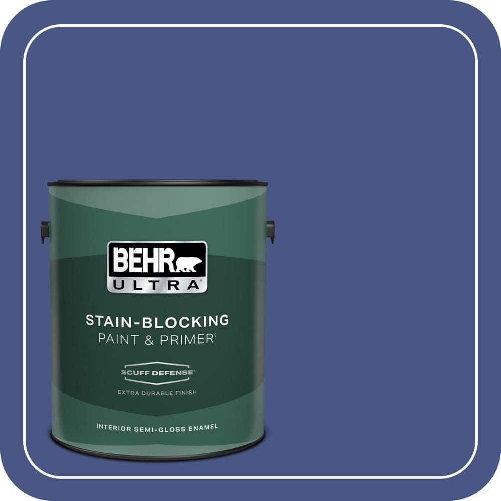 BEHR ULTRA 1 gal. #600B-7 Yacht Club Blue Extra Durable Semi-Gloss Enamel Interior Paint & Primer