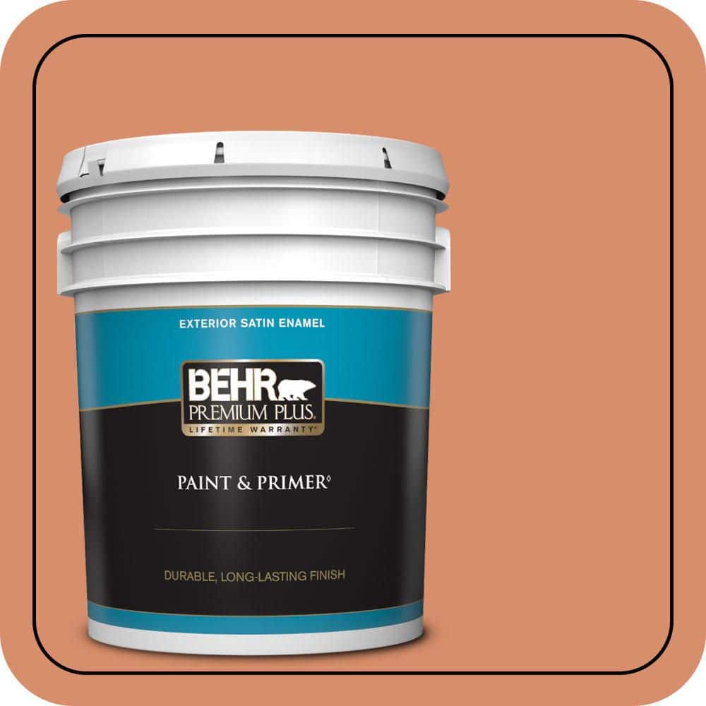 BEHR PREMIUM PLUS 5 gal. #MQ4-38 Balcony Sunset Satin Enamel Exterior Paint & Primer