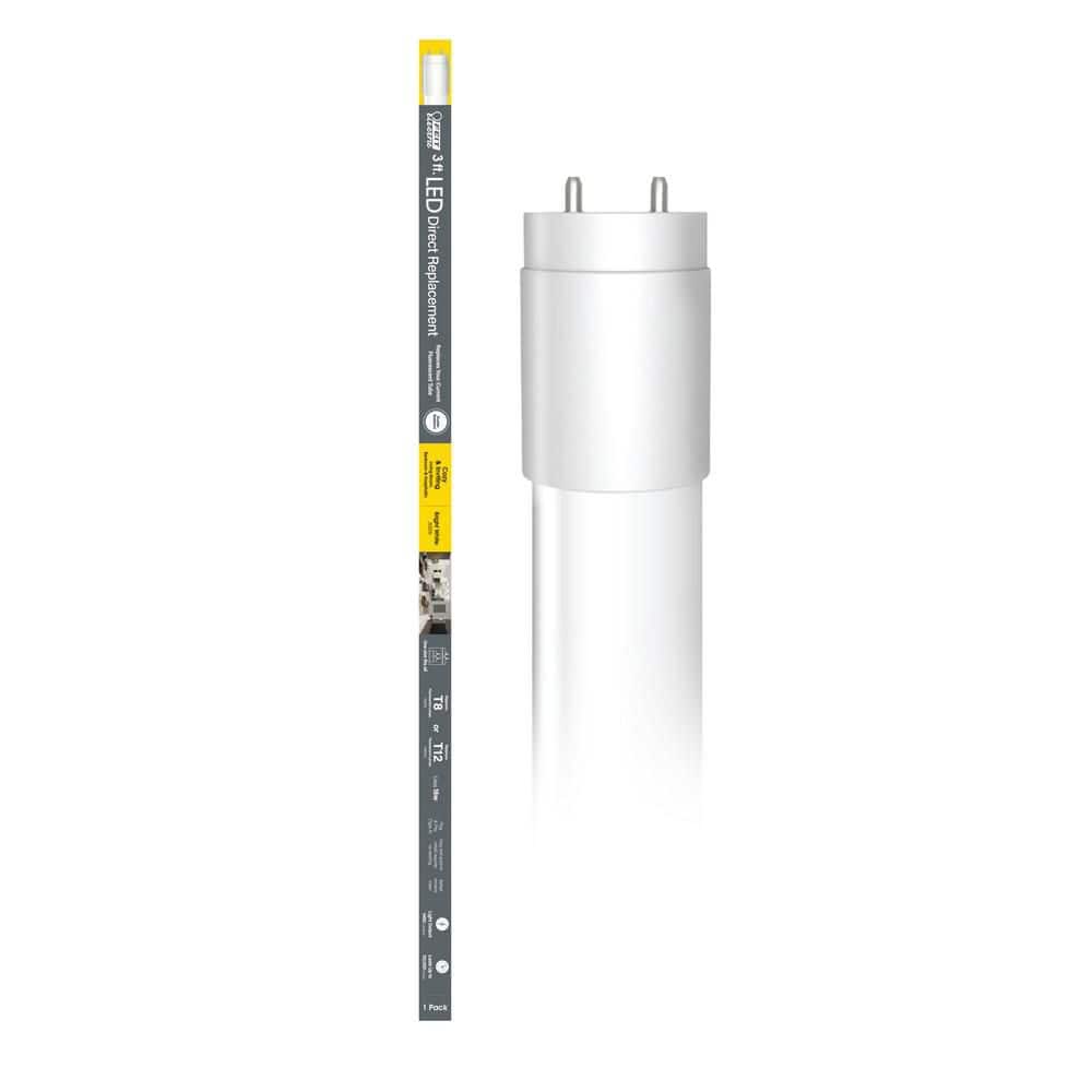 Feit Electric 16-Watt 3 ft. T8/12 G13 Type A Plug and Play Linear LED Tube Light Bulb, Bright White 3000K, 1 Bulb (2)