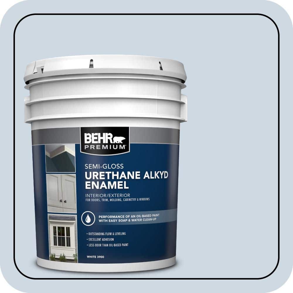 BEHR PREMIUM 5 gal. #S520-1 Pale Cornflower Urethane Alkyd Semi-Gloss Enamel Interior/Exterior Paint