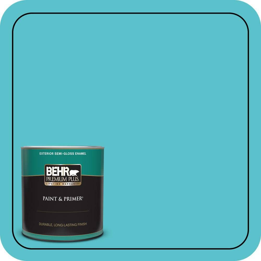 BEHR PREMIUM PLUS 1 qt. #510B-5 Jamaican Sea Semi-Gloss Enamel Exterior Paint & Primer