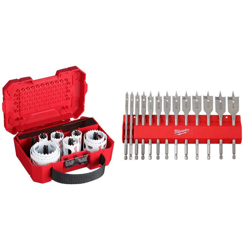 Milwaukee Hole Dozer General Purpose Hole Saw Set with Titanium Drill Bit Set and Spade Bit Set ( Piece)
