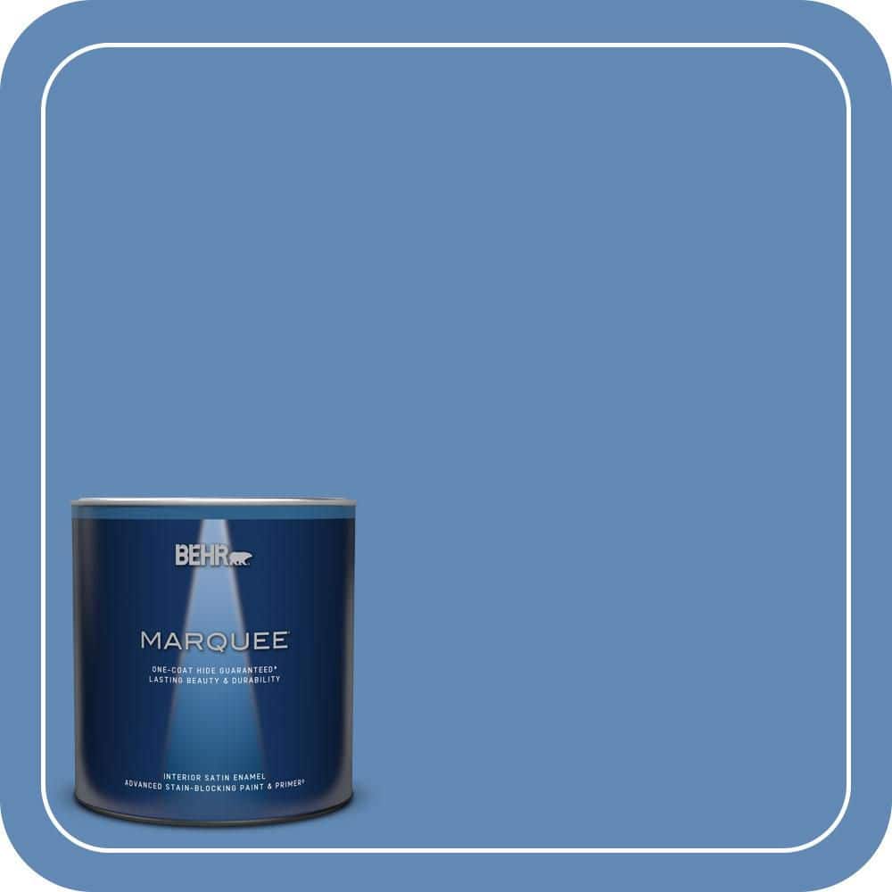 BEHR MARQUEE 1 qt. #580B-6 Castle Moat Satin Enamel Interior Paint & Primer