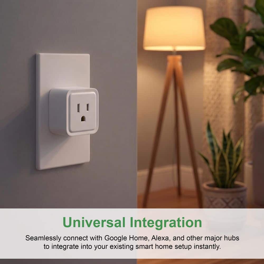 Maxlite Smart Wi-Fi Wall Plug 10A 125-Volt Indoor Remote and Voice Control Timer Energy Monitoring Grounding Plug White 1-Pack (3)