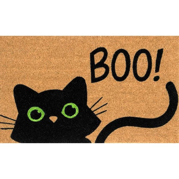 Home Accents Holiday Boo Cat 18 in. x 30 in. Coir Doormat