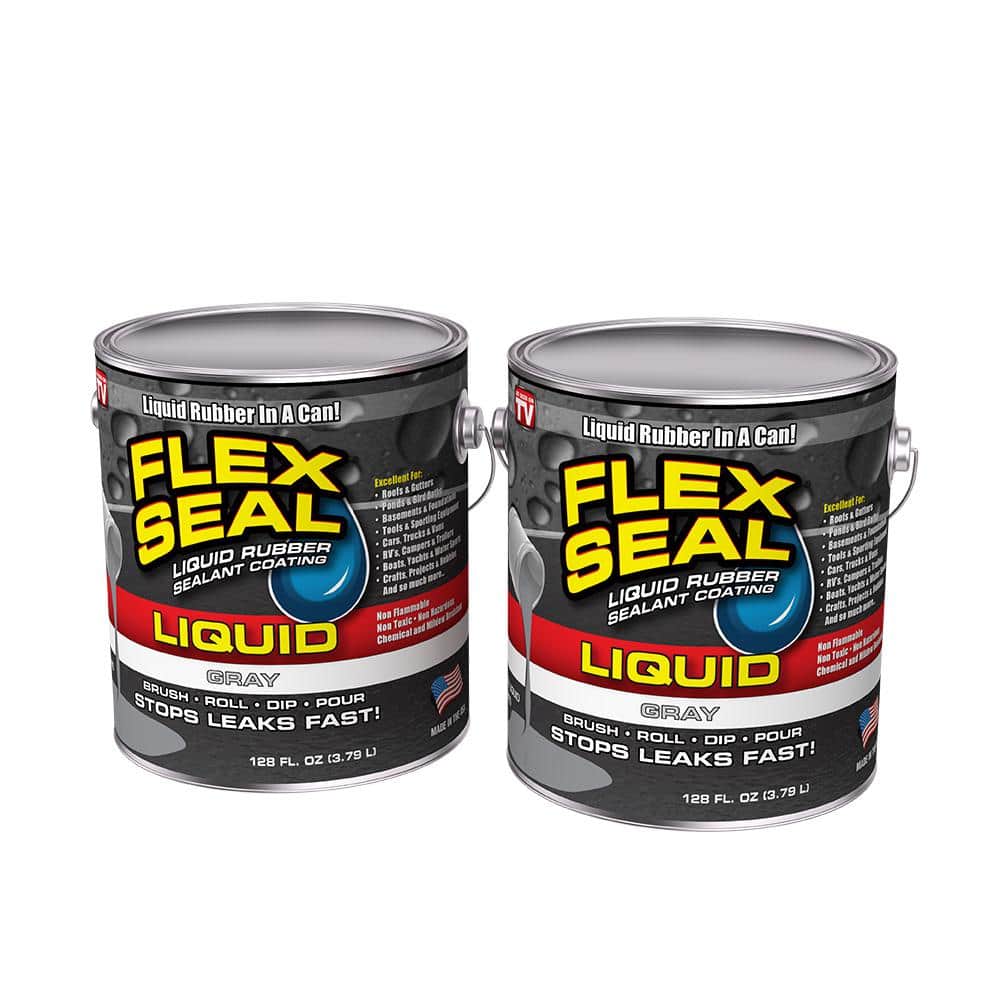 FLEX SEAL FAMILY OF PRODUCTS Flex Seal Liquid Gray 1 Gal. Liquid Rubber Sealant Coating (2-Pack)