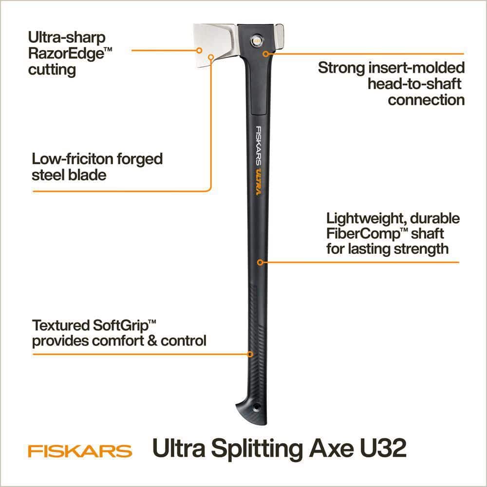 Fiskars 5.2 lbs. Ultra Splitting Axe U32 with 30 in. FiberComp Handle (2)