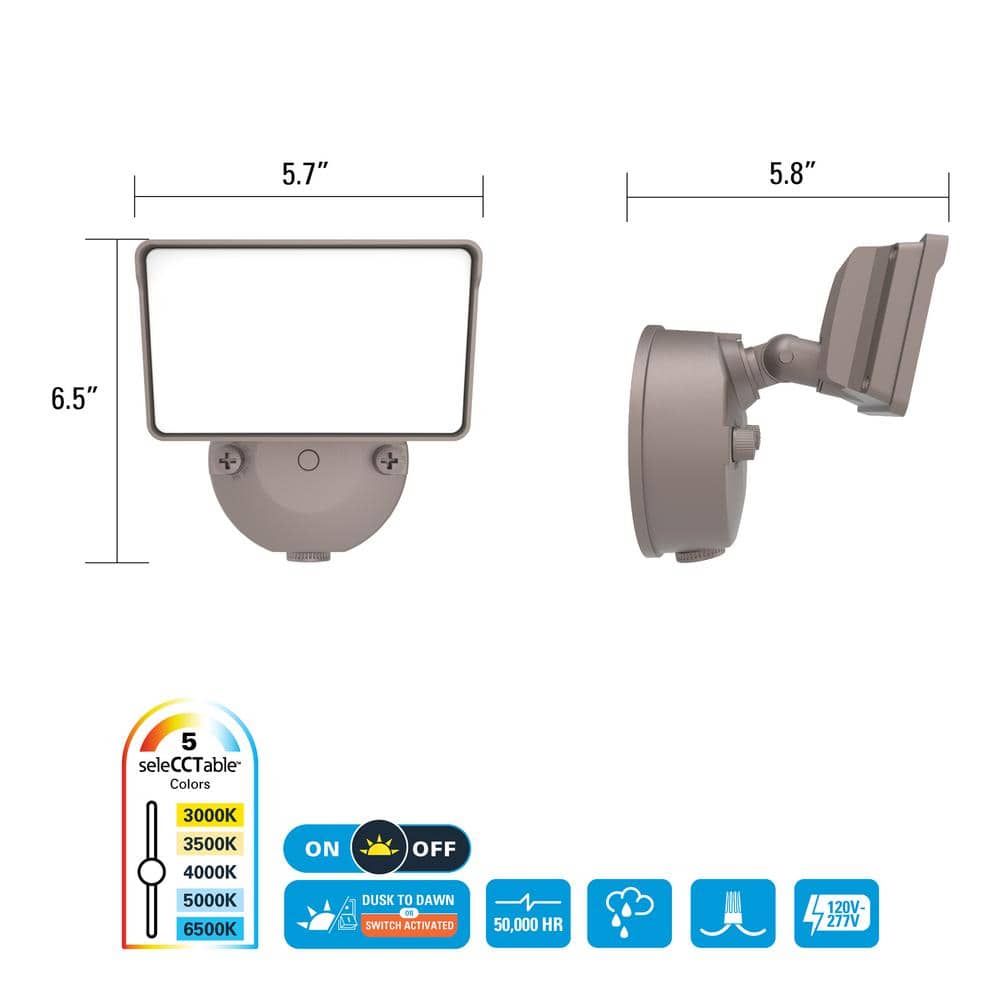 HALO 150-Watt Equivalent, 3000 Lumen, Integrated LED, Dusk to Dawn Flood Light, Bronze (4)