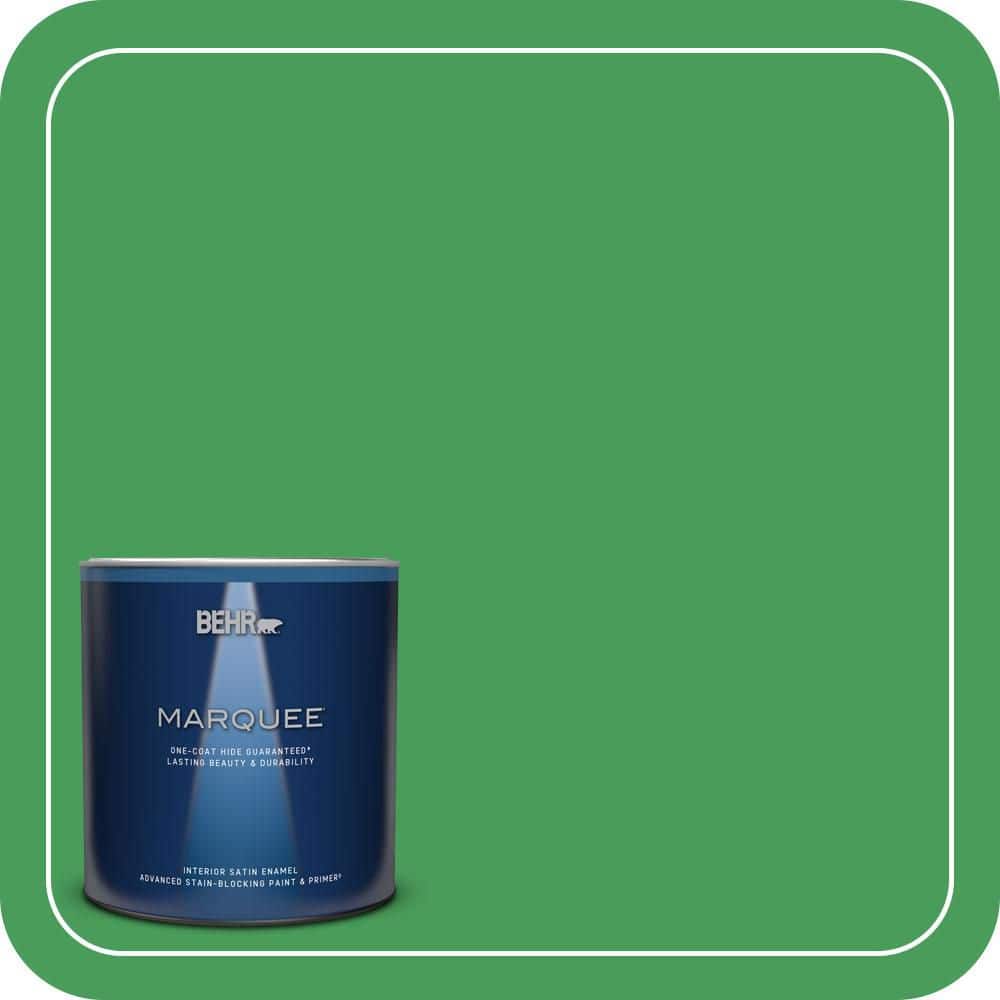 BEHR MARQUEE 1 qt. #P400-6 Clover Patch Satin Enamel Interior Paint & Primer