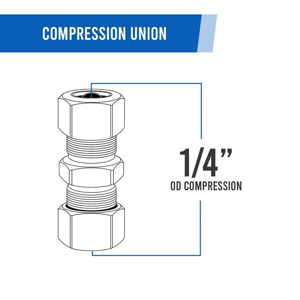 PLUMBFLEX 1/4 in. OD Compressio Union Brass for Use with Potable Water, Instrumentation, Hydraulic and Pneumatic Systems, 10-Pack (3)