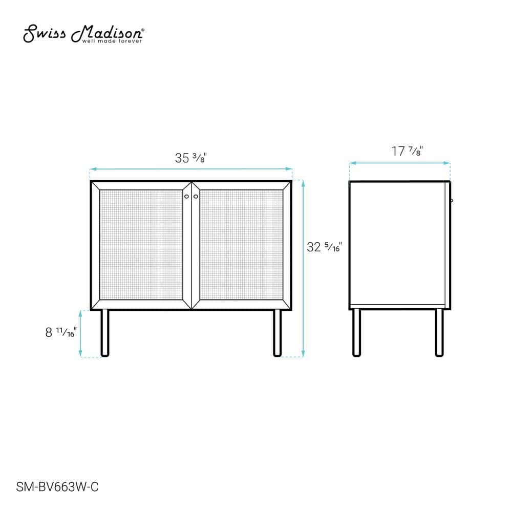 Swiss Madison Classes 35.35 in. W x 17.85 in. D x 32.5 in. H Single Sink Bath Vanity Cabinet without Top in White Oak (2)