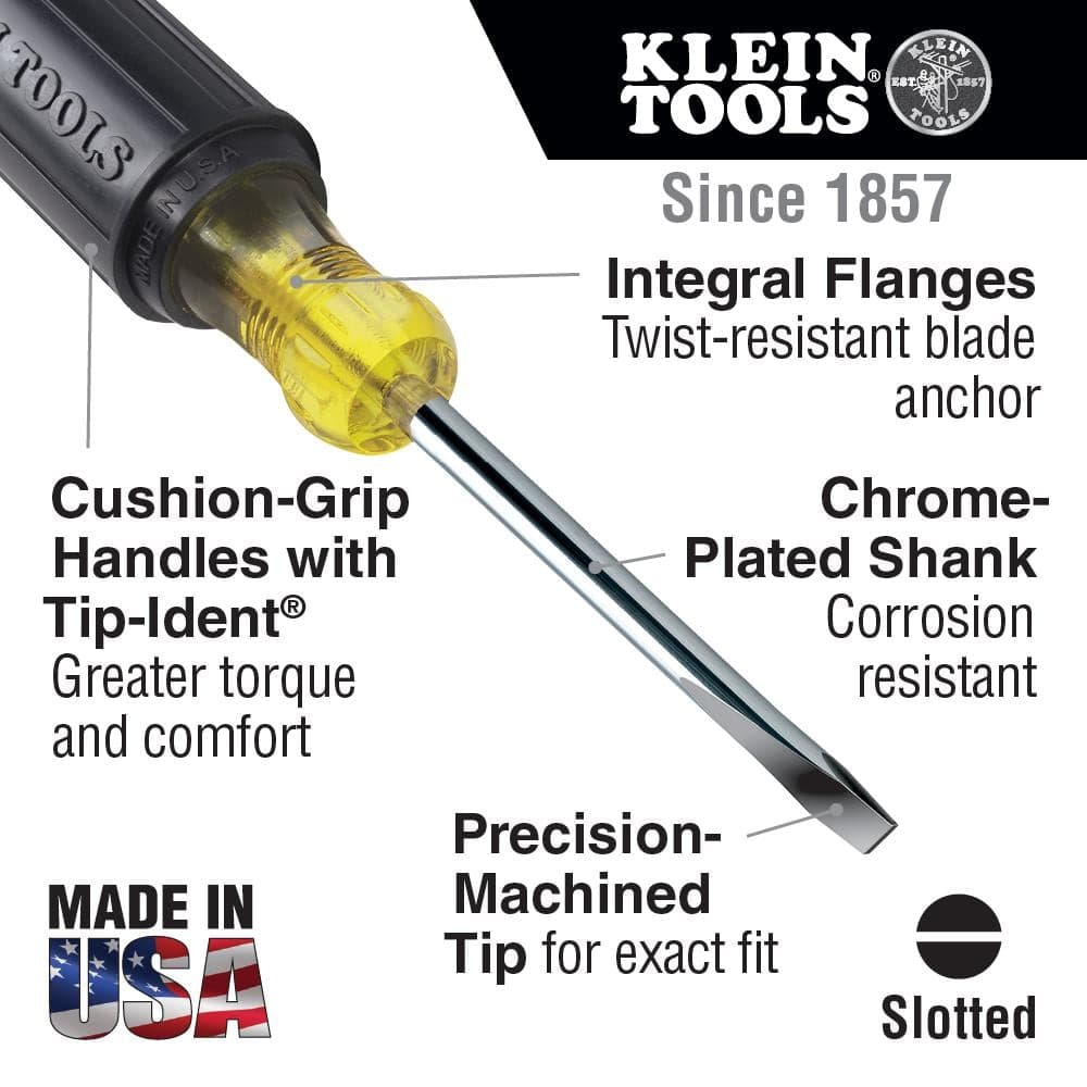 Klein Tools 5/16-Inch Keystone Screwdriver, 6-Inch Square Shank (2)