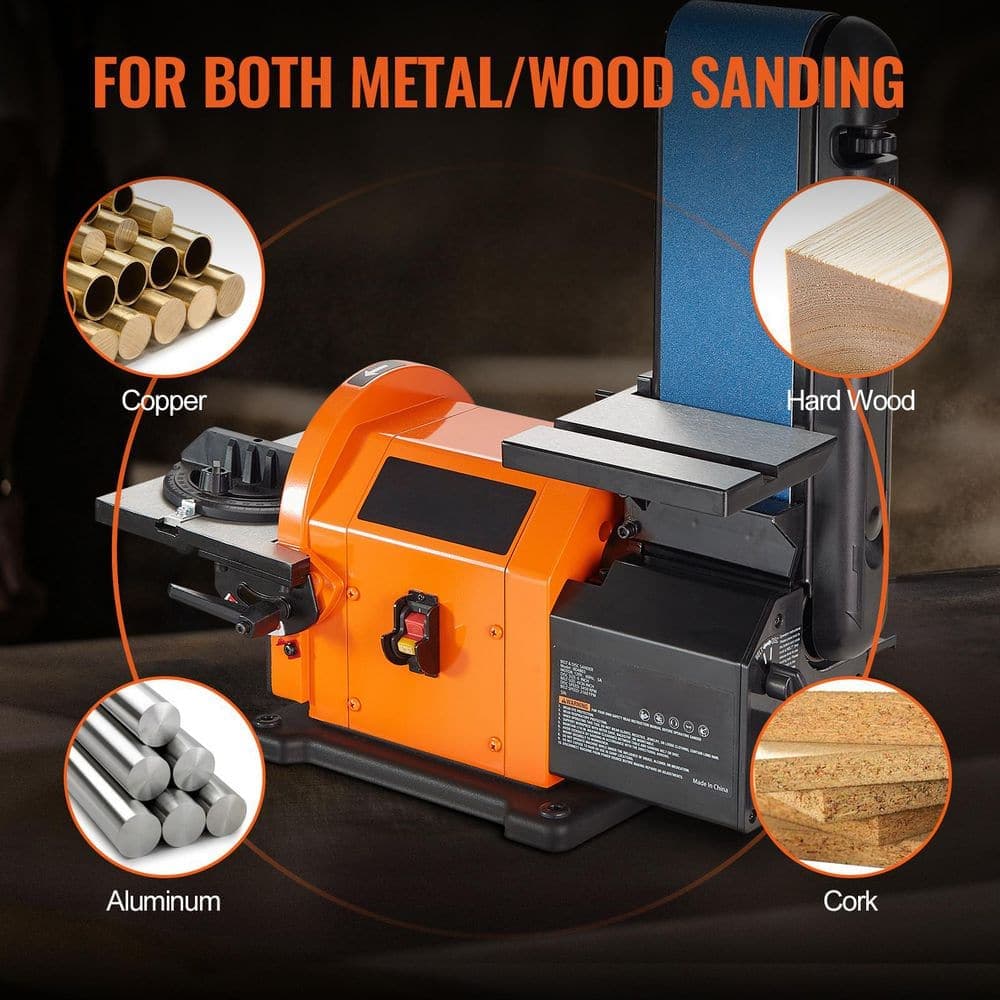 SKYSHALO Professional Belt Sander, 6 in. Disc Sander and 4 x 36 in. Belt Sander with 5A Induction Motor Cast Aluminum Worktable (2)