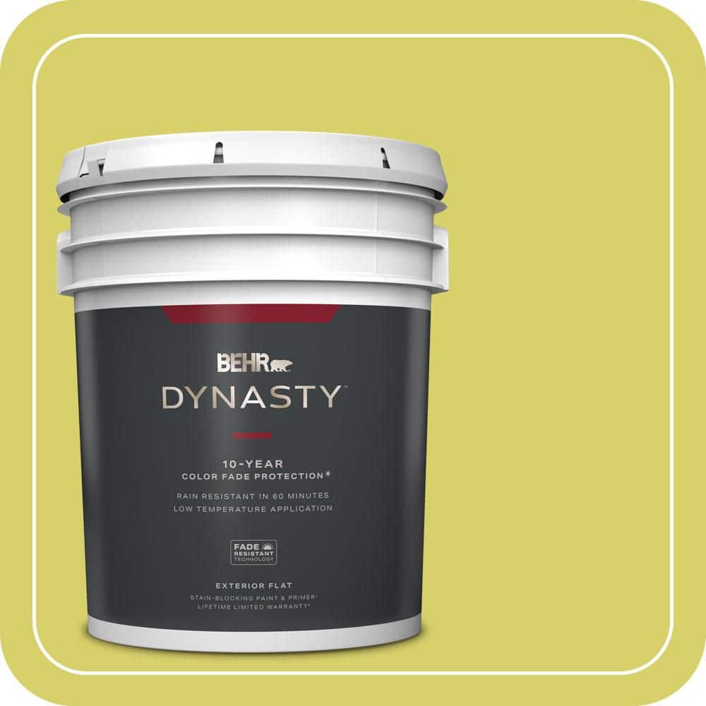 BEHR DYNASTY 5 gal. #P340-4 Lime Tree Flat Exterior Stain-Blocking Paint & Primer